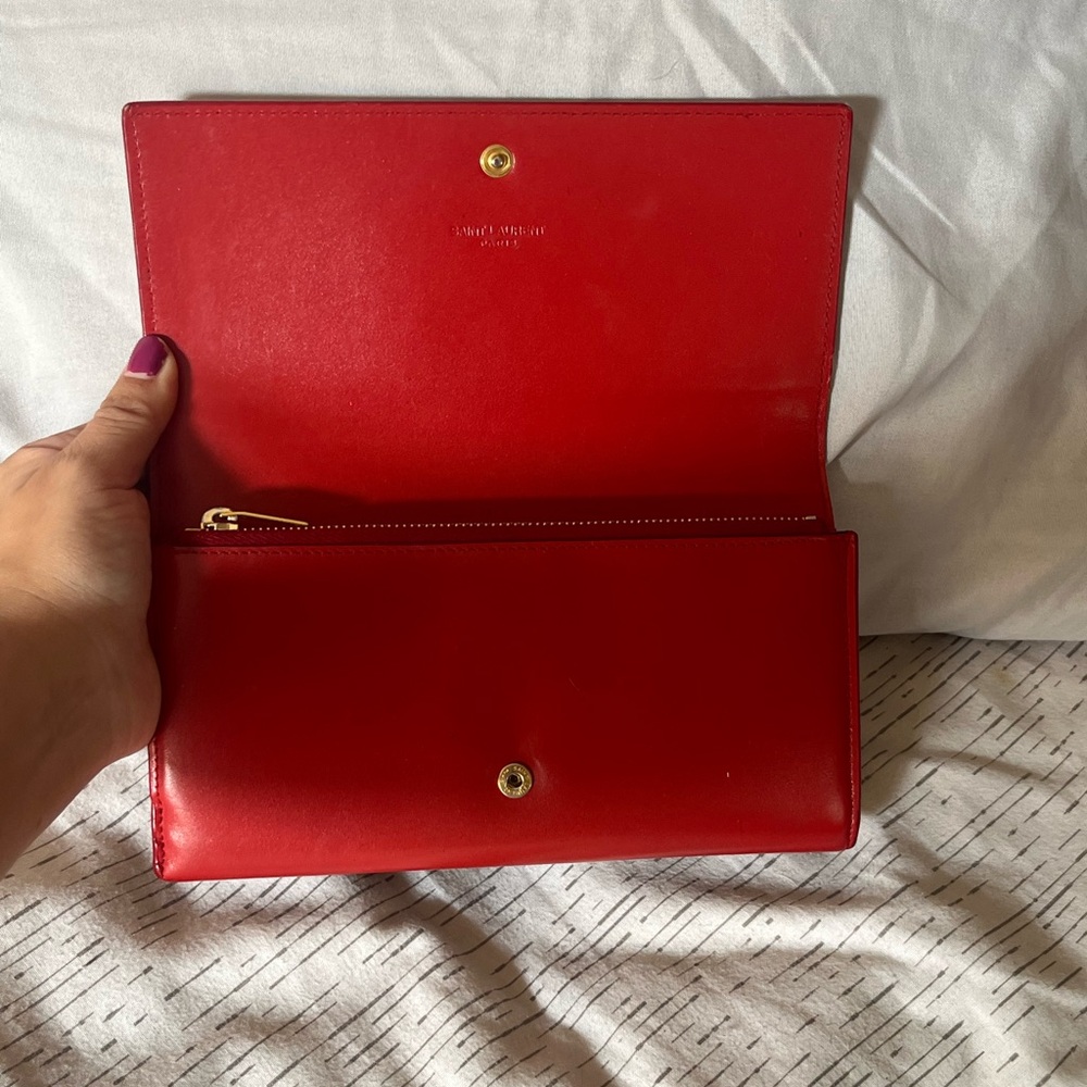 Saint Laurent Red Leather Long Wallet - Picture 3 of 10